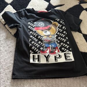 Hype Kids Black Tee with Bear Graphic